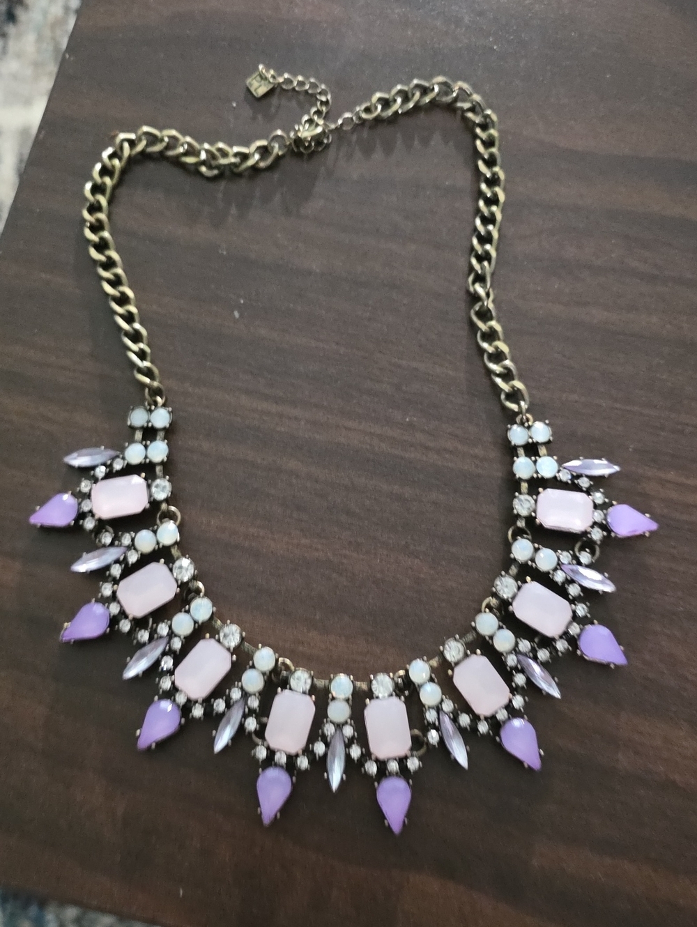 Pastel Pink & Lavender Crystal Collar Necklace - Women Jewelry